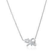 SO SEOUL Lifelong Eternal Bow Diamond Simulant Cubic Zirconia Pendant Chain Necklace