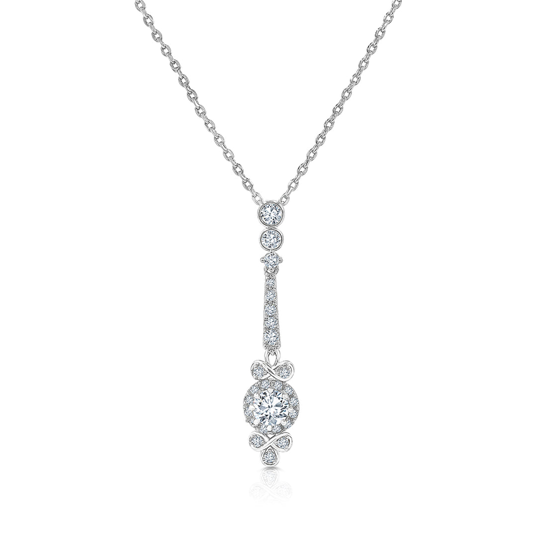 SO SEOUL Lifelong Eternal Spark Drop Diamond Simulant Cubic Zirconia Pendant Chain Necklace