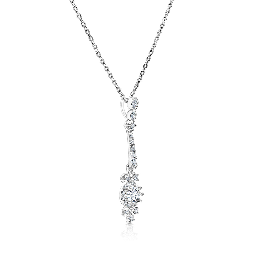 SO SEOUL Lifelong Eternal Spark Drop Diamond Simulant Cubic Zirconia Pendant Chain Necklace