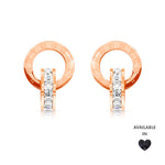 Load image into Gallery viewer, SO SEOUL Roman Numeral Emerald Square White/Black Austrian Crystal Rose Gold Pierced Stud Earrings