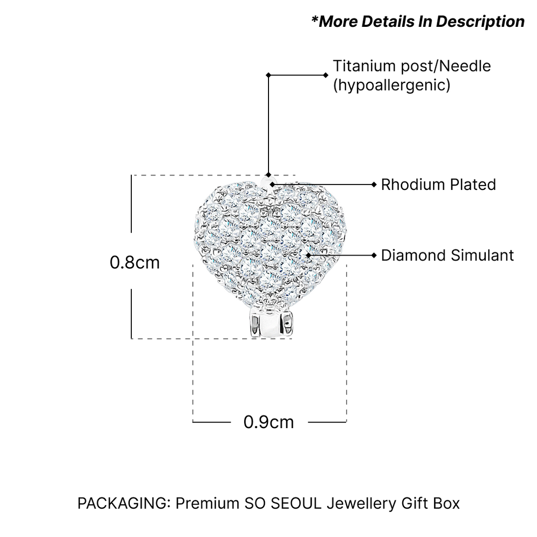 SO SEOUL Harley Huggie Amora 2D Heart Diamond Simulant Cubic Petite Hoop Earrings