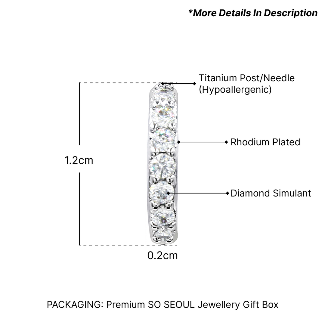 SO SEOUL Harley Huggie Round Diamond Simulant Single Row Hoop Earrings