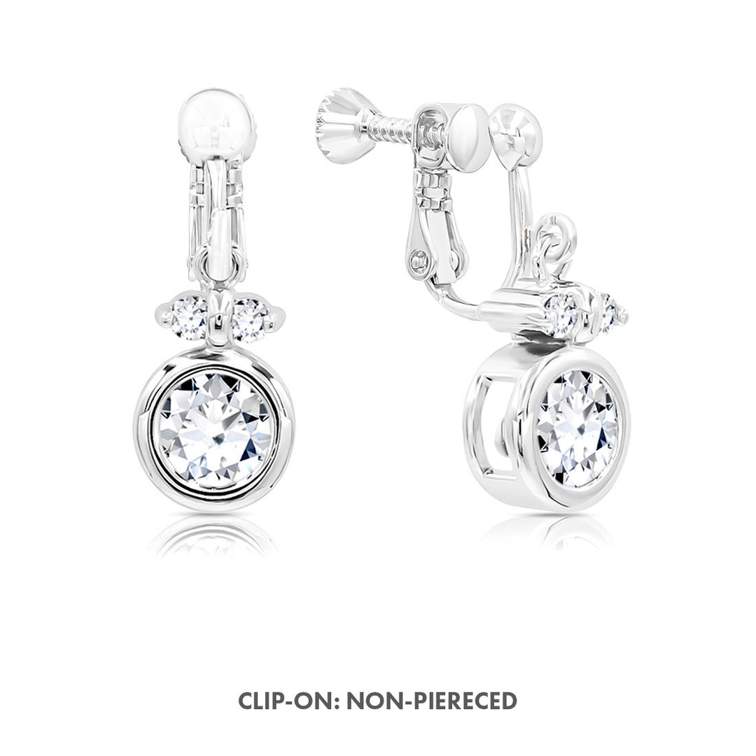 SO SEOUL Callista Perfume Bottle Design Diamond Simulant Cubic Zirconia Drop Hoop or Clip-On Earrings