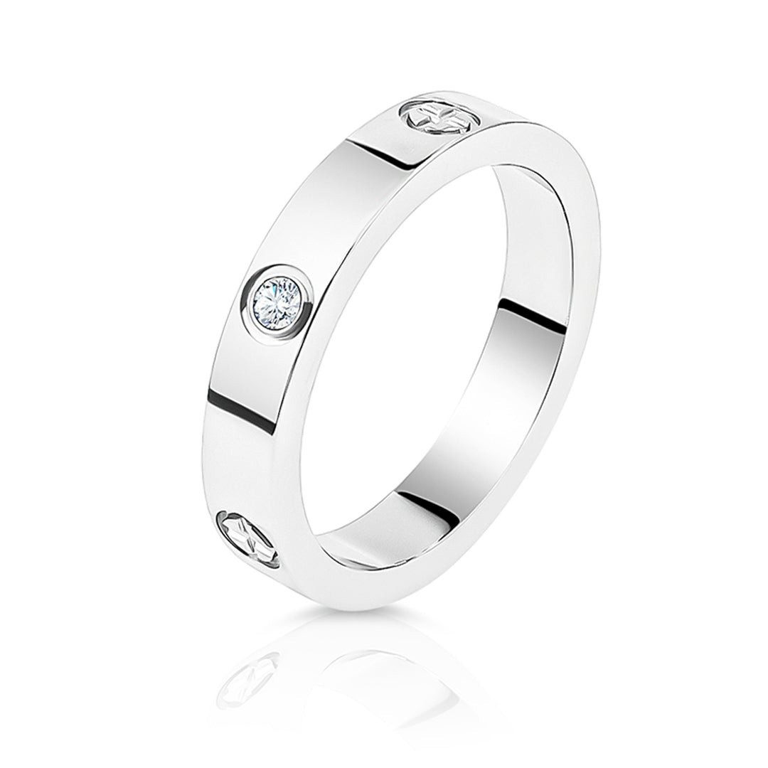 SO SEOUL Forever Encrusted Diamond Simulant Cubic Zirconia Rhodium/Rose Gold Ring