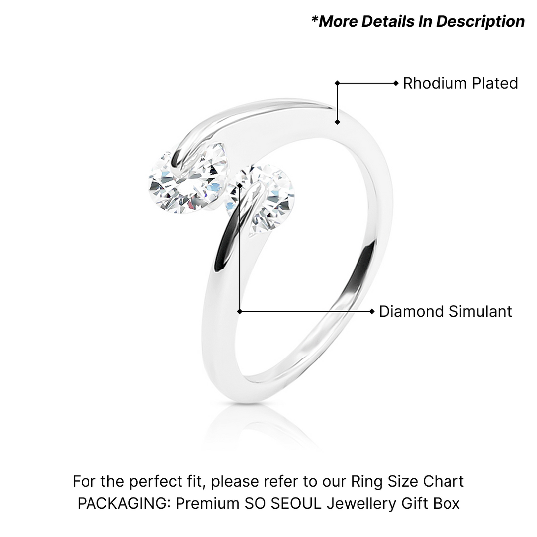SO SEOUL Artemis Double Round Brilliant Cut Diamond Simulant Solitaire 0.25 & 0.5 CARAT Silver Ring