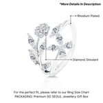 Load image into Gallery viewer, SO SEOUL Leilani Floral Open Ring – Rhodium Plated Cubic Zirconia Diamond Simulant Adjustable Ring