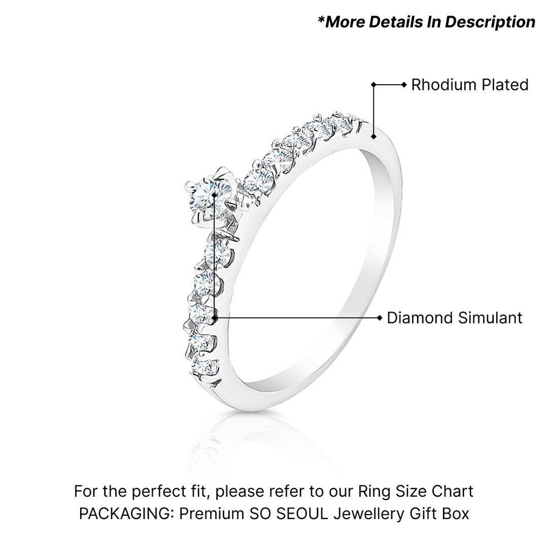 SO SEOUL Angelica Brilliant Solitaire 0.1 CT Diamond Simulant Zirconia Rhodium Ring
