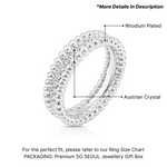 Load image into Gallery viewer, SO SEOUL Annecy Single Row Wide Band Encrusted White Austrian Crystal Silver Ring