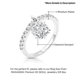 Load image into Gallery viewer, SO SEOUL Genevieve Eternity Band with Dangle Ball Diamond Simulant Cubic Zircon Rhodium Ring