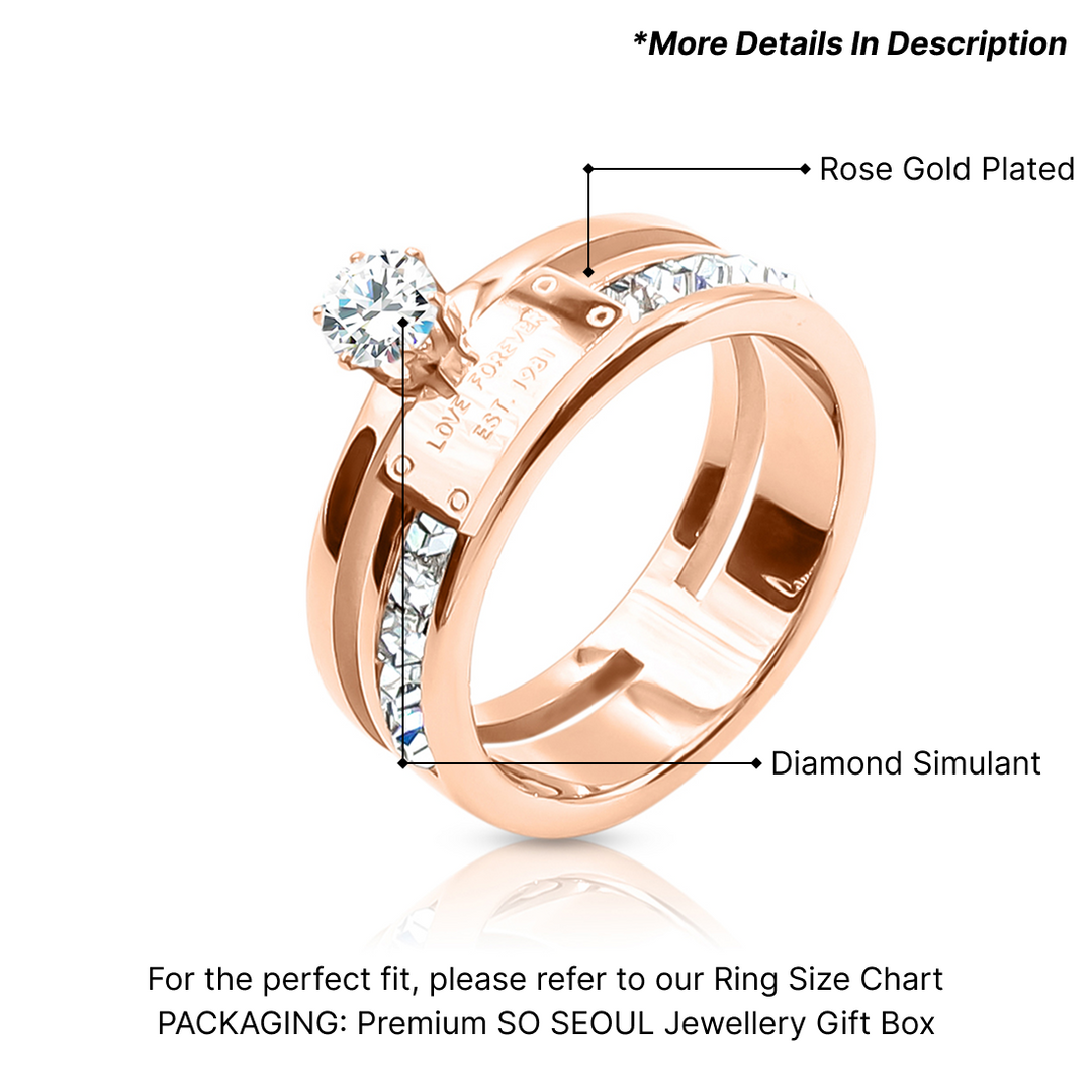 SO SEOUL Bianca Multi-Layer 0.25 CT Diamond Simulant Cubic Zirconia Rose Gold Ring