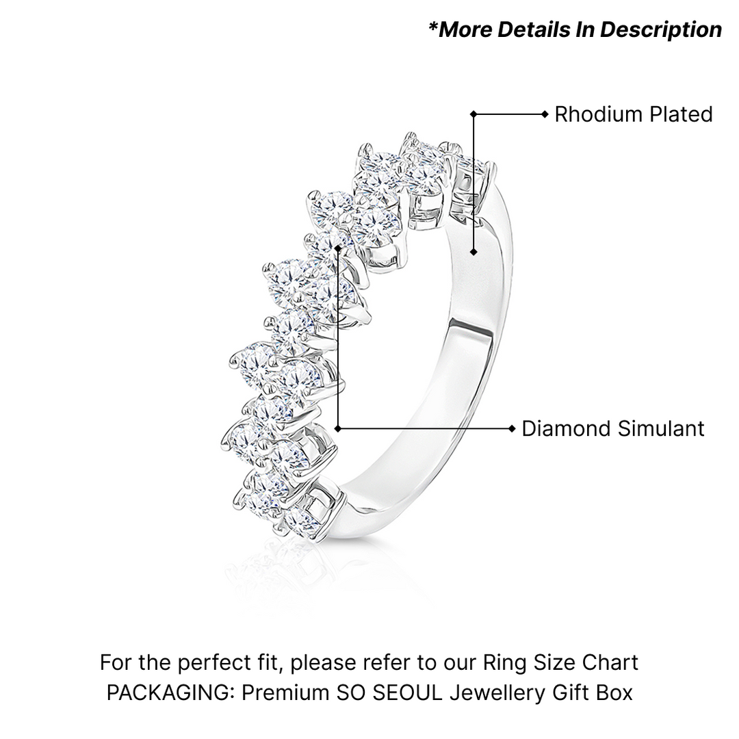 SO SEOUL Artemis Mini Brilliant Cut Half Round Band Diamond Simulant Silver Ring