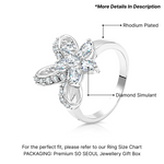 Load image into Gallery viewer, SO SEOUL Leilani Flower Intertwined Wreath Bouquet Diamond Simulant Rhodium Ring