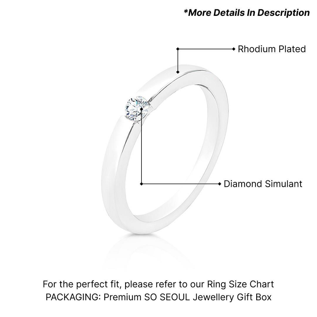 SO SEOUL Artemis Inner 0.1 CT Solitaire Diamond Simulant Cubic Zirconia Rhodium Ring