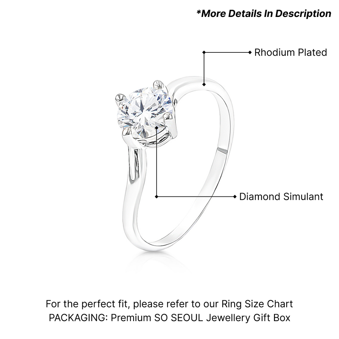 SO SEOUL Athena Brilliant Solitaire Diamond Simulant Zircon 0.5 CARAT Silver Ring
