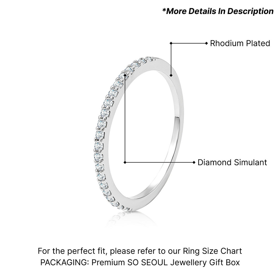 SO SEOUL Allista Classic Single Band Diamond Simulant Cubic Zirconia Rhodium Ring