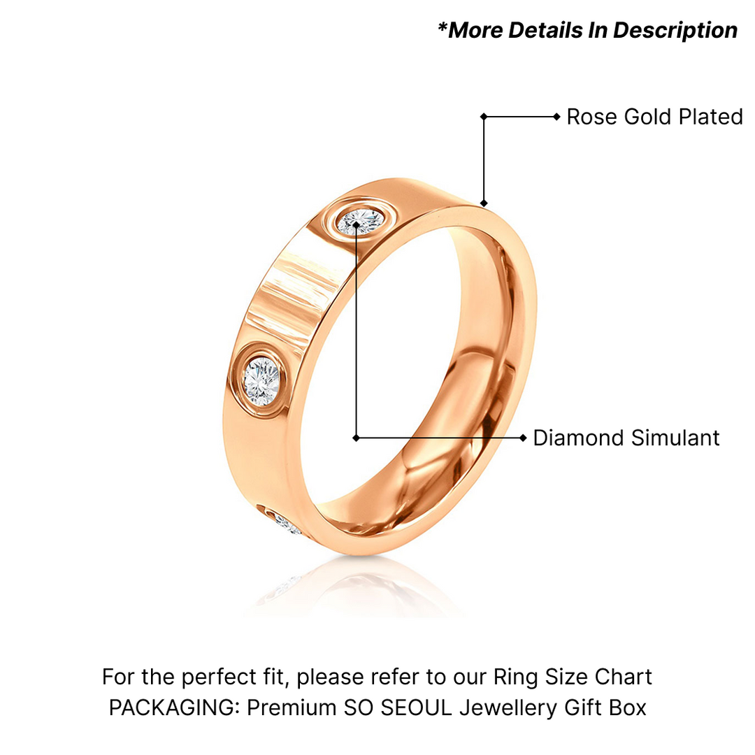 SO SEOUL Forever Encrusted Diamond Simulant Cubic Zirconia Rhodium/Rose Gold Ring
