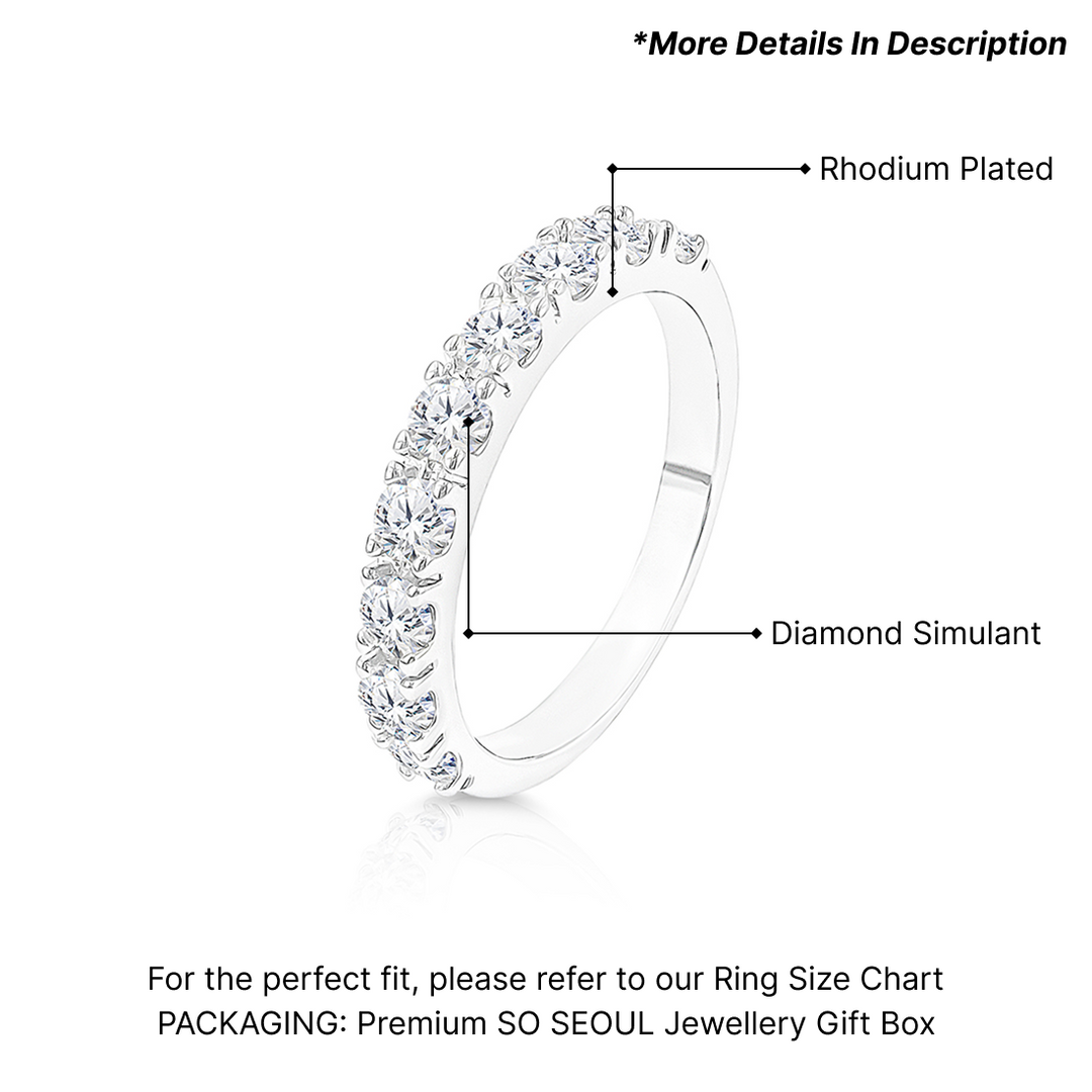 SO SEOUL Angelica Brilliant Nine-Stone Diamond Simulant Cubic Zirconia Silver Ring