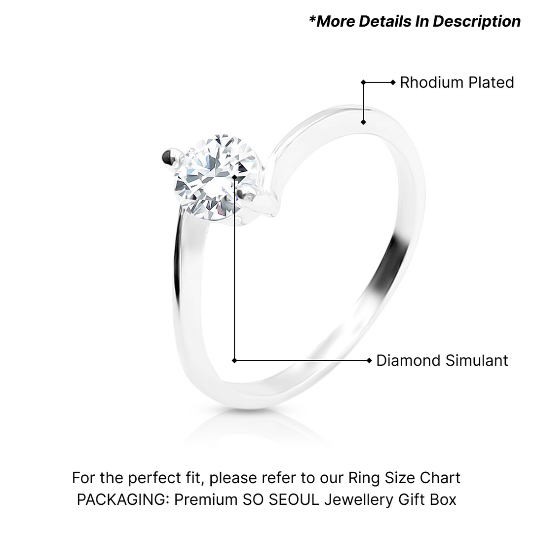 SO SEOUL Athena Brilliant Cut Solitaire Diamond Simulant Zirconia 0.5 CT Tension Setting Silver Ring