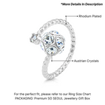 Load image into Gallery viewer, SO SEOUL Sequoia 3D Sphere Round Ball White Austrian Crystal Open Ring
