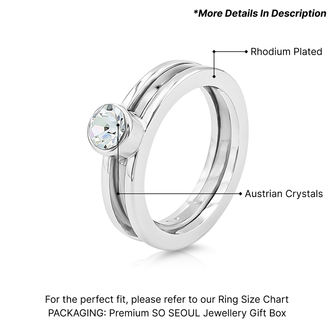 SO SEOUL Bianca 2 Layer with Black Rhodium White Austrian Crystal Detachable Ring