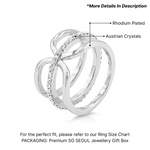 Load image into Gallery viewer, SO SEOUL Bianca 3 Line Multi Layer White Austrian Crystal Ring