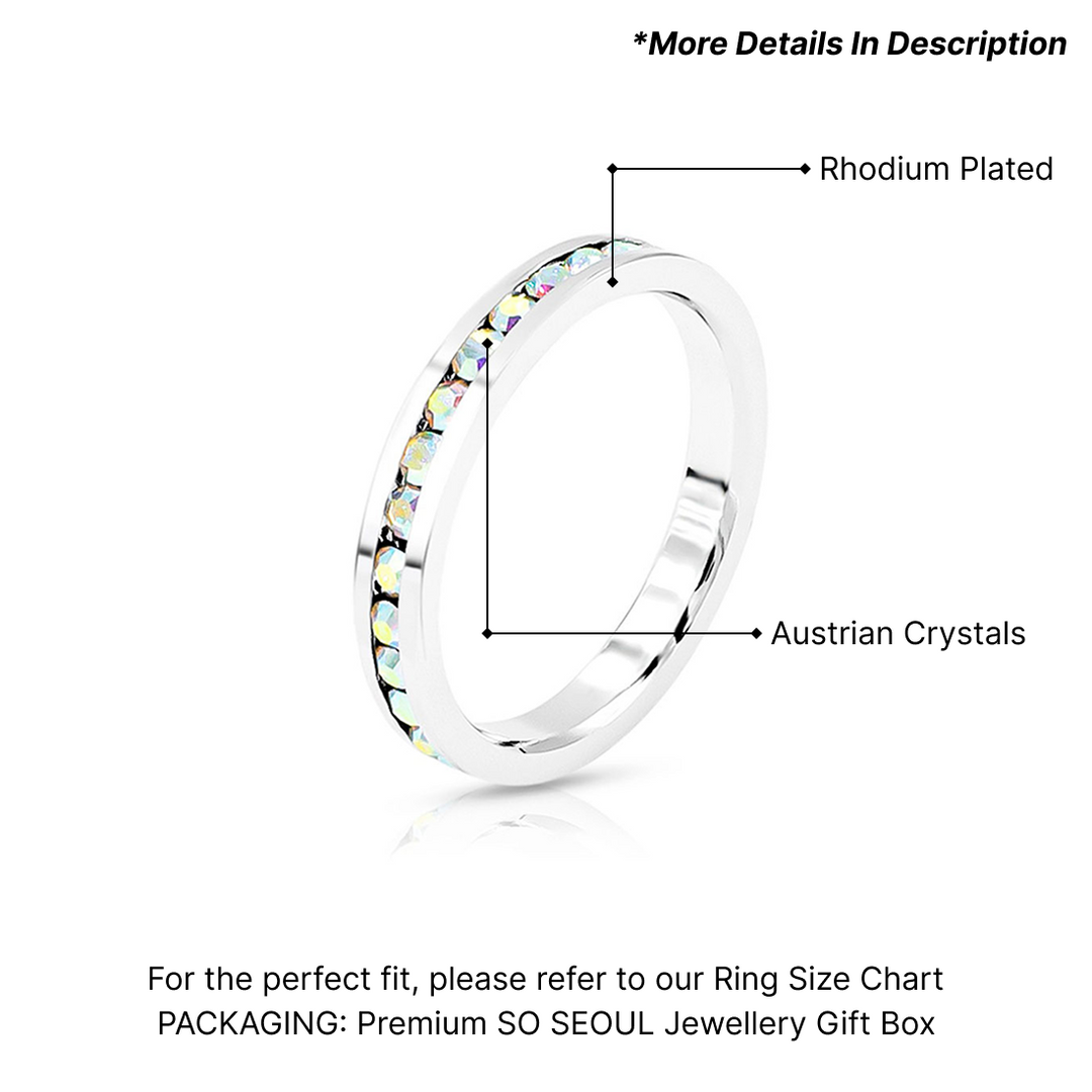 SO SEOUL Chiara Classic Encrusted Colored Austrian Crystal Single Row Full Band Ring
