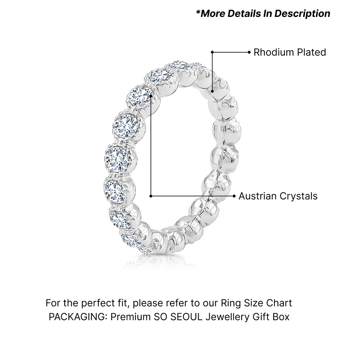 SO SEOUL Annecy Single Row Full Band Encrusted White Austrian Crystal Ring