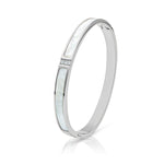 Load image into Gallery viewer, SO SEOUL Claire Mother of Pearl and White Austrian Crystal Encrusted Silver-Toned Hinged Bangle
