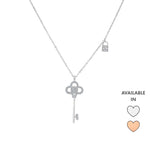 Load image into Gallery viewer, SO SEOUL Infinite Elegance Key and Lock Necklace with Diamond-Like Cubic Zirconia on Rhodium or Rose Gold Chain
