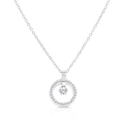 SO SEOUL Halo Open Circle with Dangle Solitaire Diamond Simulant Cubic Zirconia Pendant Necklace