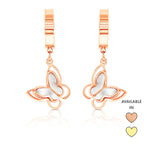 Load image into Gallery viewer, SO SEOUL Caria Flying 3D Butterfly Mother of Pearl Rose Gold/Gold Hoop Earrings
