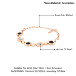 Load image into Gallery viewer, SO SEOUL Valeria Roman Numeral Classic Mother of Pearl and Onyx Rose Gold Bracelet