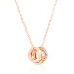 Load image into Gallery viewer, SO SEOUL Valeria Rose Gold Pendant Necklace with Rotating Roman Numeral Barrel and Diamond Simulant Zircon

