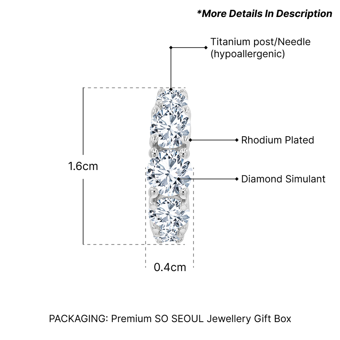 SO SEOUL Five-Stone Cubic Zirconia Huggie Hoop Earrings