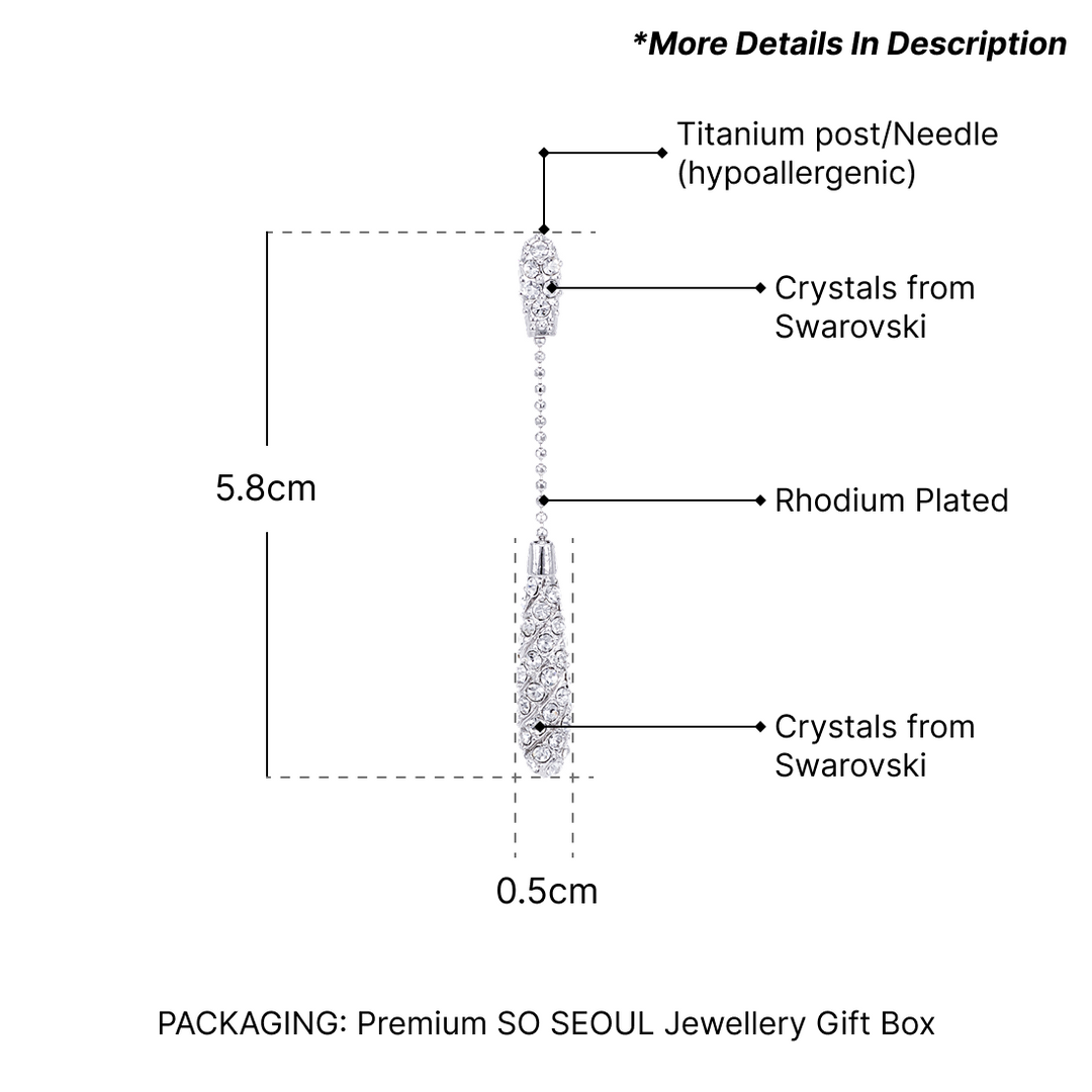 SO SEOUL Glam White Swarovski® Crystal Dangle Pierced Stud Earrings