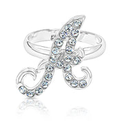SO SEOUL Your Initial Alphabet Letter White Austrian Crystal Open Adjustable Ring