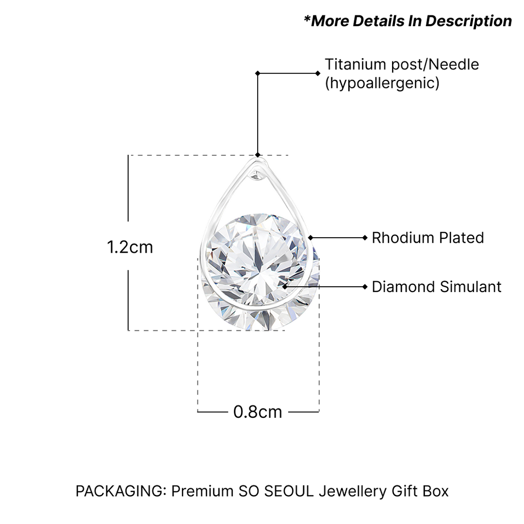 SO SEOUL Callista Teardrop Diamond Simulant Cubic Zirconia Pierced Stud Earrings