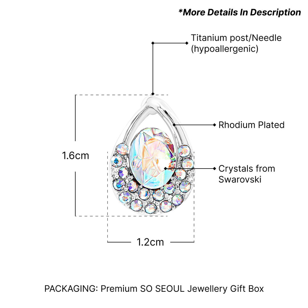 SO SEOUL Enchanted Teardrop Aurore Boreale or Montana Swarovski® Crystal Pierced Stud Earrings