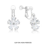Load image into Gallery viewer, SO SEOUL Leilani Floral Diamond Simulant Cubic Zirconia  Dangle Hoop or Clip-On Earrings
