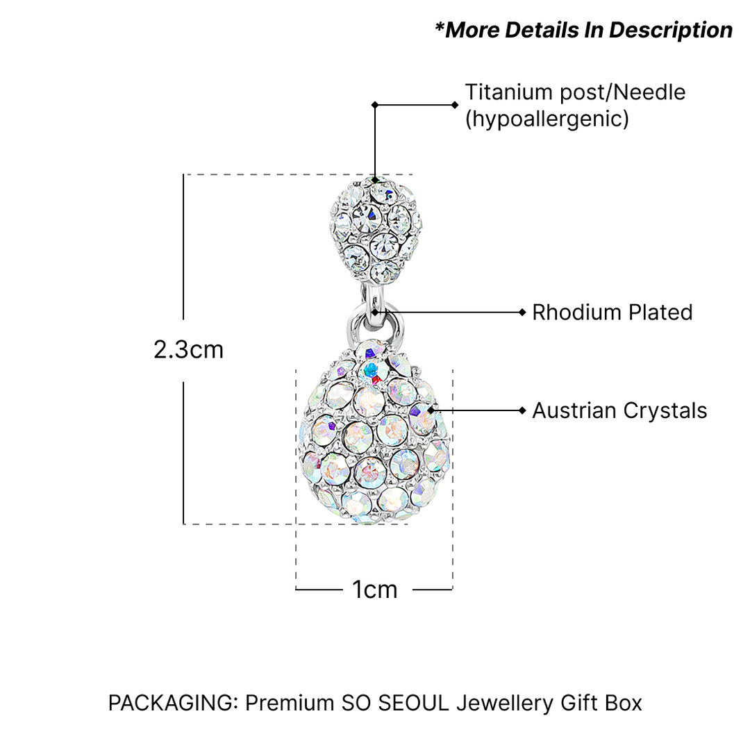 SO SEOUL Arwen Lollipop Aurore Boreale Austrian Crystal Dangling Pierced Stud Earrings