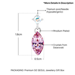 Load image into Gallery viewer, SO SEOUL Ioni Maple Leaf Blue Shade or Pink Swarovski® Crystal Stud Earrings