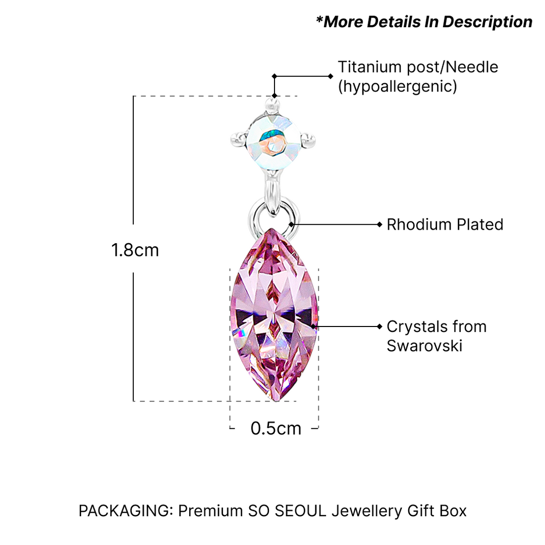 SO SEOUL Ioni Maple Leaf Blue Shade or Pink Swarovski® Crystal Stud Earrings