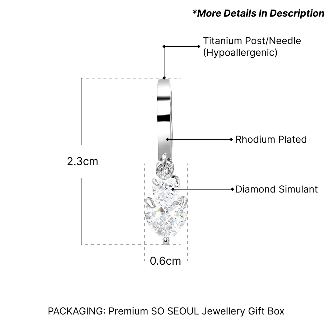 SO SEOUL Double Heart Cubic Zirconia Dangle Huggie Hoop Earrings