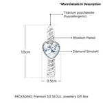 Load image into Gallery viewer, SO SEOUL Harley Huggie Twisted Center with Heart Diamond Simulant Hoop Clip Earrings