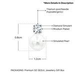 Load image into Gallery viewer, SO SEOUL Quinn Pearl in White Round Solitaire Diamond Simulant Cubic Zircon Pierced Stud Earrings