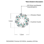 Load image into Gallery viewer, SO SEOUL Glimmering Wreath Aurore Boreale and White Austrian Crystal Mixed Colour Silver Post Pierced Stud Earrings