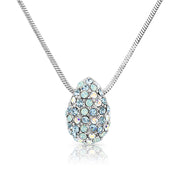 SO SEOUL Glimmering Teardrop Mixed Colored Austrian Crystal Pendant Chain Necklace
