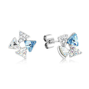 SO SEOUL Genesis Triangle Stud Earrings with Dual-Tone Blue Shade or Pink Swarovski® Crystals