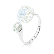 SO SEOUL Carina Adjustable Ring with Cushion-Cut Moonlight or Light Sapphire Swarovski® Crystal Accent