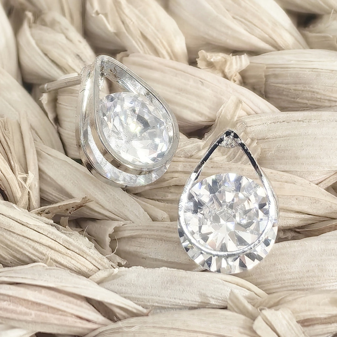 SO SEOUL Callista Teardrop Diamond Simulant Cubic Zirconia Pierced Stud Earrings